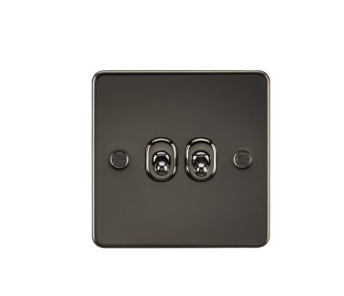 Flat Plate 10AX 2G 2-way toggle switch - gunmetal