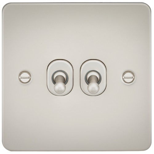 Flat Plate 10AX 2G 2-way toggle switch - pearl