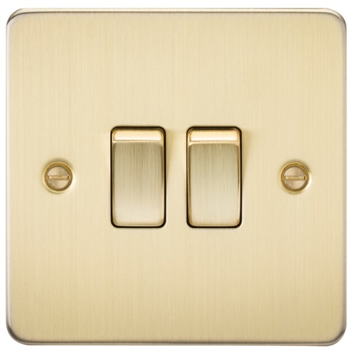 Flat Plate 10AX 2G 2-way switch - brushed brass