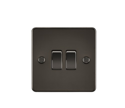 Flat Plate 10AX 2G 2-way switch - gunmetal