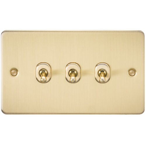 Flat Plate 10AX 3G 2-way toggle switch - brushed brass