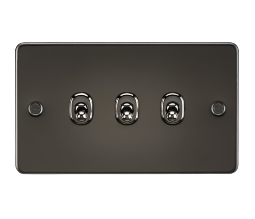 Flat Plate 10AX 3G 2-way toggle switch - gunmetal