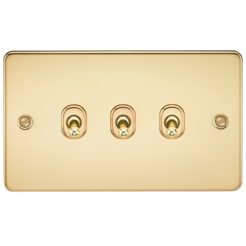 Flat Plate 10AX 3G 2-way toggle switch - polished brass