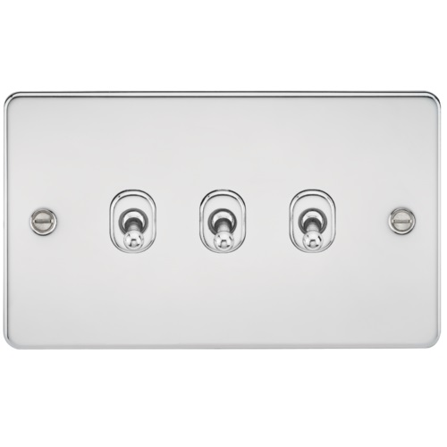 Flat Plate 10AX 3G 2-way toggle switch - polished chrome