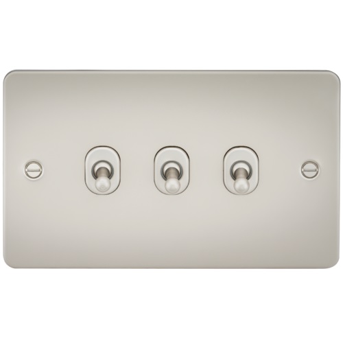 Flat Plate 10AX 3G 2-way toggle switch - pearl