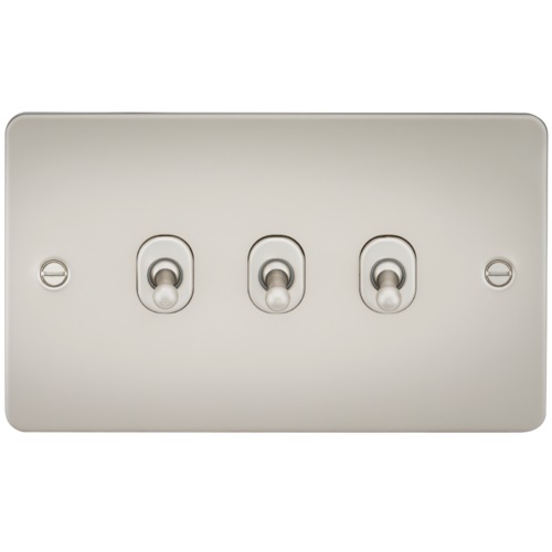 Flat Plate 10AX 3G 2-way toggle switch - pearl