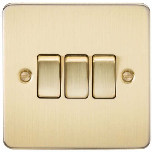 Flat Plate 10AX 3G 2-way switch - brushed brass