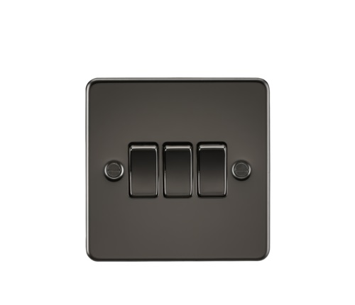 Flat plate 10AX 3G 2-way switch - gunmetal