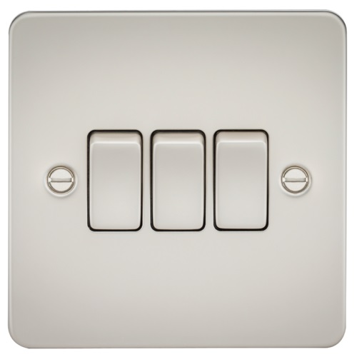 Flat Plate 10AX 3G 2-way switch - pearl