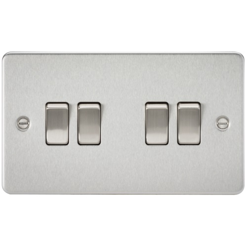 Flat plate 10AX 4G 2-way switch - brushed chrome