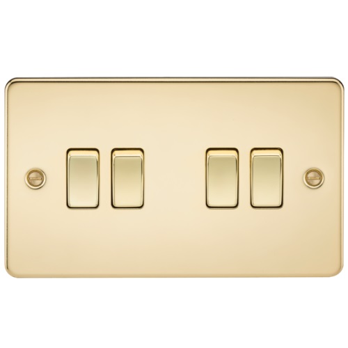 Flat Plate 10AX 4G 2-way switch - polished brass