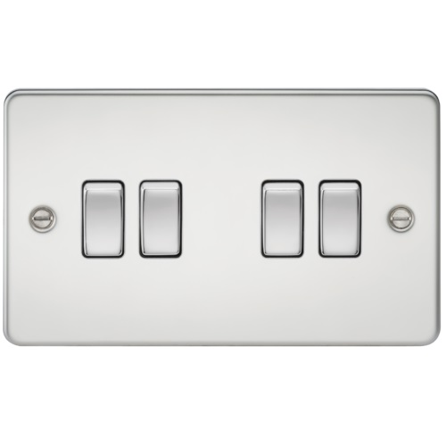 Flat plate 10AX 4G 2-way switch - polished chrome