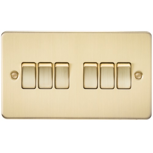 Flat Plate 10AX 6G 2-way switch - brushed brass