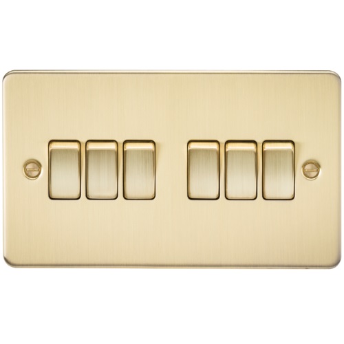 Flat Plate 10AX 6G 2-way switch - brushed brass