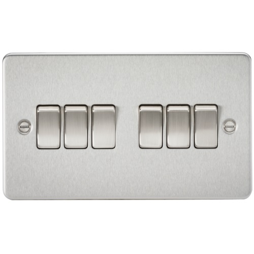 Flat Plate 10AX 6G 2-way switch - brushed chrome