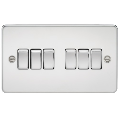 Flat Plate 10AX 6G 2-way switch - polished chrome