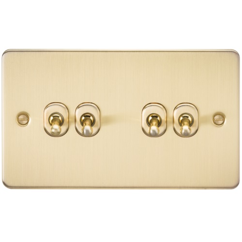 Flat Plate 10AX 4G 2-way toggle switch - brushed brass