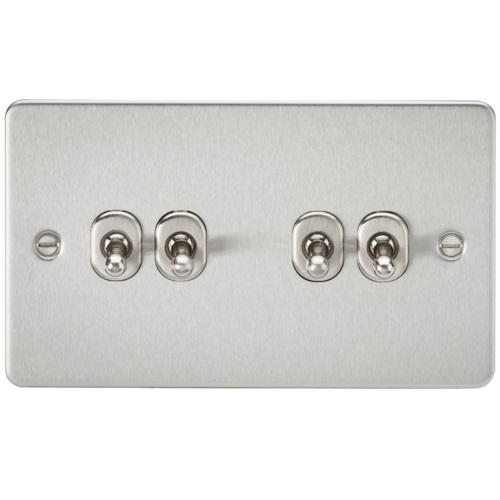 Flat Plate 10AX 4G 2-way toggle switch - brushed chrome