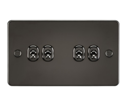 Flat Plate 10AX 4G 2-way toggle switch - gunmetal