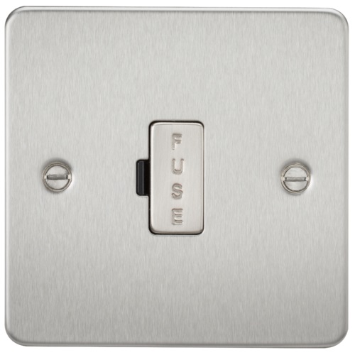 Flat Plate 13A fused spur unit - brushed chrome