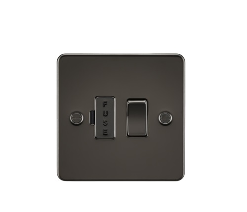 Flat Plate 13A switched fused spur unit - gunmetal