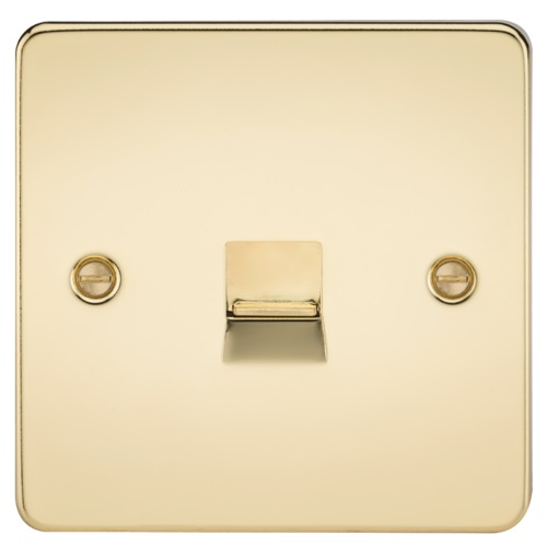 Flat Plate Telephone extension socket - polished brass