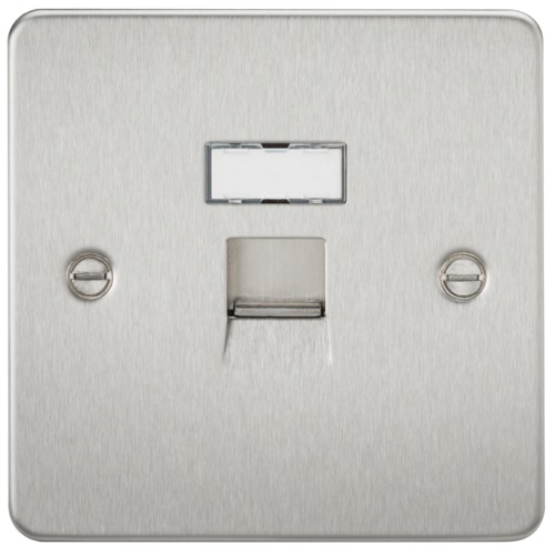 Flat Plate RJ45 network outlet - brushed chrome