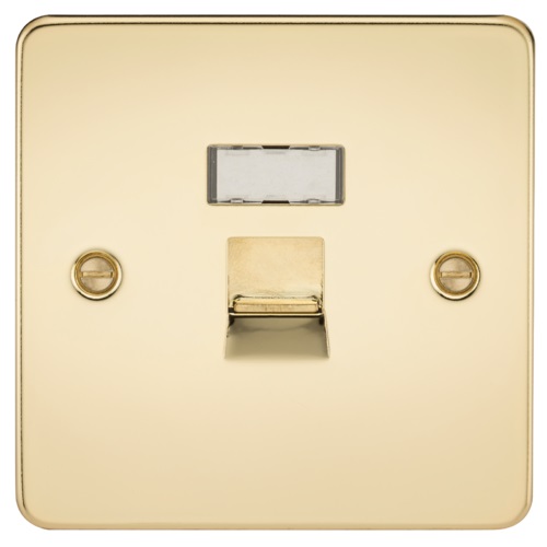 Flat Plate RJ45 network outlet - polished brass