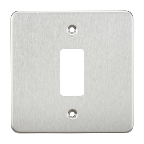 Flat plate 1G grid faceplate - brushed chrome
