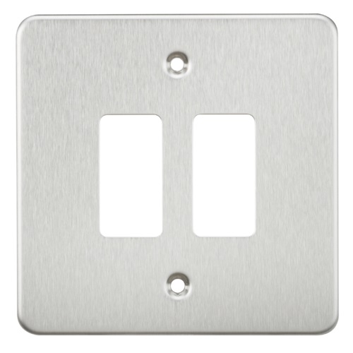 Flat plate 2G grid faceplate - brushed chrome