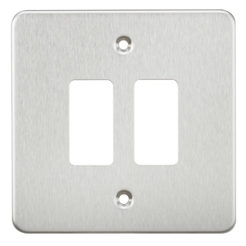 Flat plate 2G grid faceplate - brushed chrome