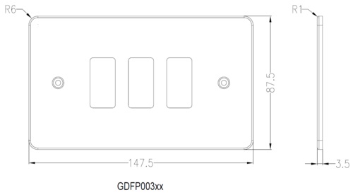 Flat plate 3G grid faceplate - brushed chrome