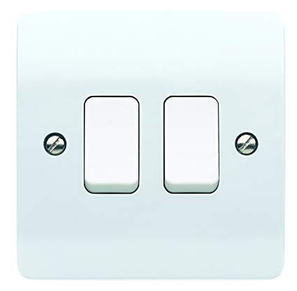 MK Logic Plus 10A 2 Gang 2 Way Light Switch [White]