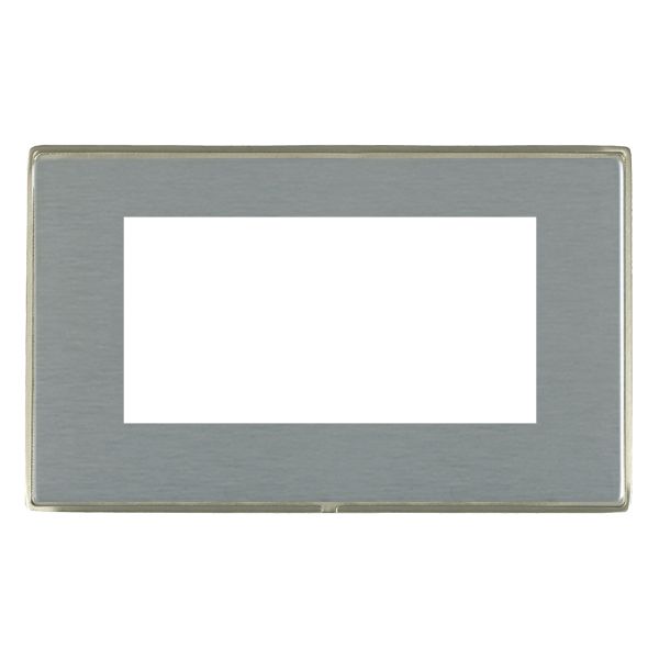 Hamilton Linea-Duo CFX Satin Nickel Frame/Satin Steel Plate 4 Module EuroFix 100x50mm Aperture Plate with Grid