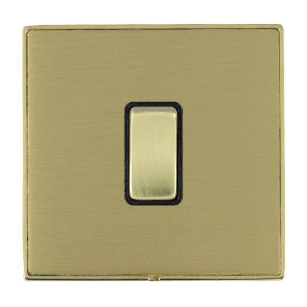 Hamilton LDWR31PB-SBB Linea-Duo CFX Polished Brass Frame/Satin Brass Plate 1 Gang 10AX 2 Way Wide Intermediate Switch with Polished Brass Rocker and Black Surround