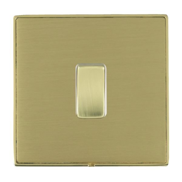 Hamilton LDWR31PB-SBW Linea-Duo CFX Polished Brass Frame/Satin Brass Plate 1 Gang 10AX 2 Way Wide Intermediate Switch with Polished Brass Rocker and White Surround