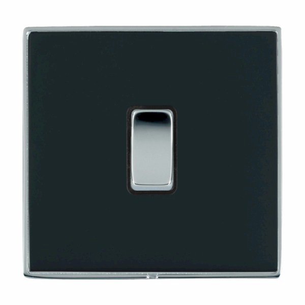Hamilton LDWRRTBC-NB Linea-Duo CFX Bright Chrome Frame/Piano Black Plate 1 Gang 10AX Wide Push To Make/Break Retractive Switch with Bright Chrome Rocker and Black Surround