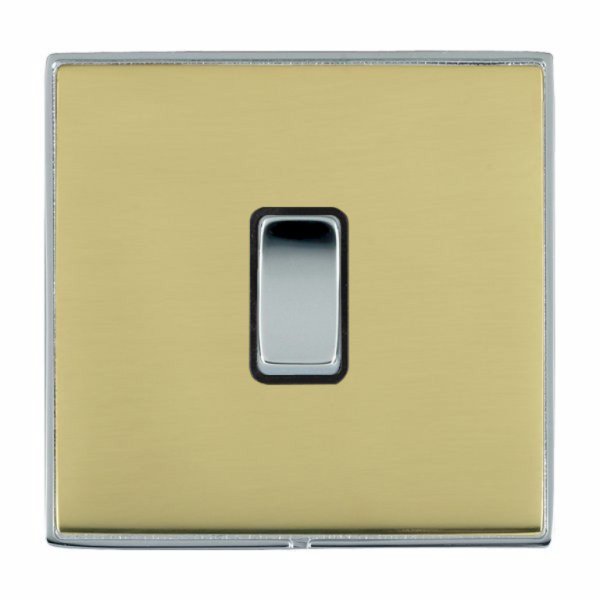 Hamilton LDWRRTBC-PBB Linea-Duo CFX Bright Chrome Frame/Polished Brass Plate 1 Gang 10AX Wide Push To Make/Break Retractive Switch with Bright Chrome Rocker and Black Surround