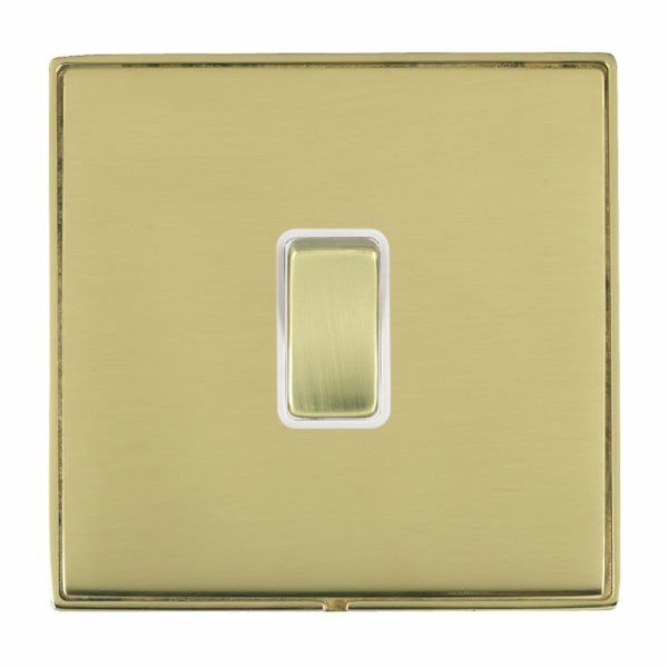 Hamilton LDWRRTPB-PBW Linea-Duo CFX Polished Brass Frame/Polished Brass Plate 1 Gang 10AX Wide Push To Make/Break Retractive Switch with Polished Brass Rocker and White Surround