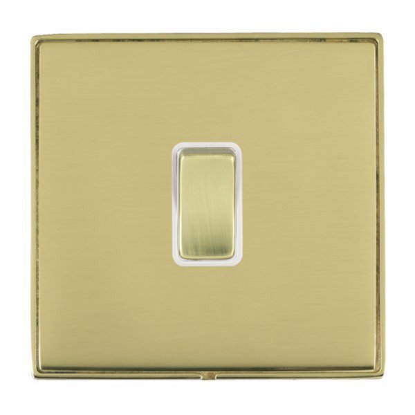Hamilton LDWRRTPB-PBW Linea-Duo CFX Polished Brass Frame/Polished Brass Plate 1 Gang 10AX Wide Push To Make/Break Retractive Switch with Polished Brass Rocker and White Surround