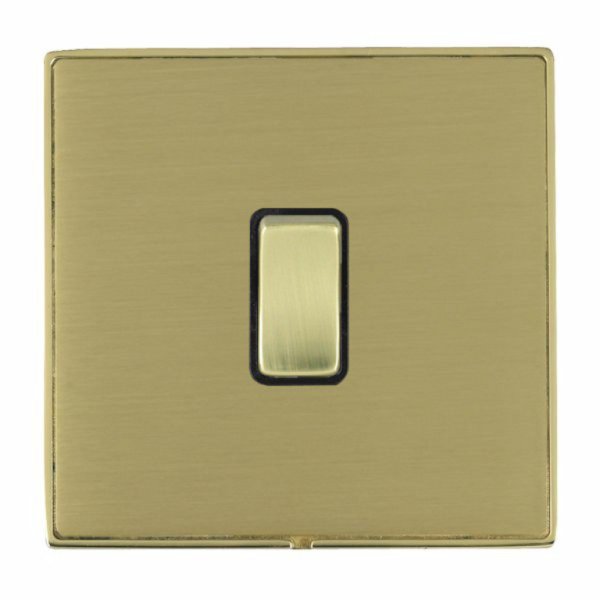 Hamilton LDWRRTPB-SBB Linea-Duo CFX Polished Brass Frame/Satin Brass Plate 1 Gang 10AX Wide Push To Make/Break Retractive Switch with Polished Brass Rocker and Black Surround