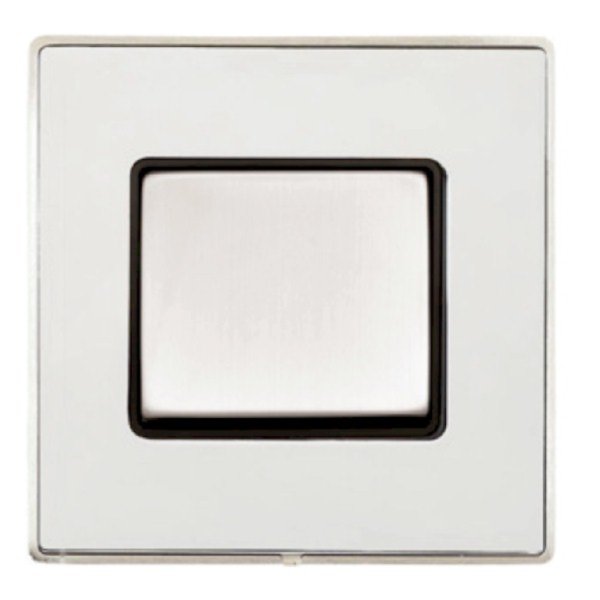 Hamilton LDWRRTSN-SSB Linea-Duo CFX Satin Nickel Frame/Satin Steel Plate 1 Gang 10AX Wide Push To Make/Break Retractive Switch with Satin Steel Rocker and Black Surround