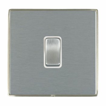 Hamilton LDWRRTSN-SSW Linea-Duo CFX Satin Nickel Frame/Satin Steel Plate 1 Gang 10AX Wide Push To Make/Break Retractive Switch with Satin Steel Rocker and White Surround