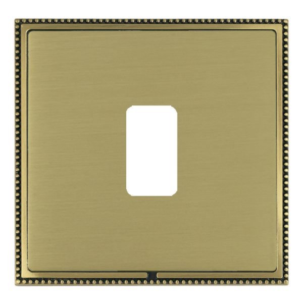 Hamilton LPX1GPAB-SB Linea-Perlina CFX Antique Brass Frame/Satin Brass Plate 1 Gang Grid Fix Aperture Plate with Grid