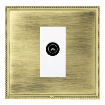 Hamilton LPXDTVMPB-ABW Linea-Perlina CFX Polished Brass Frame/Antique Brass Plate 1 Gang Non-Isolated Male TV Socket with White Insert
