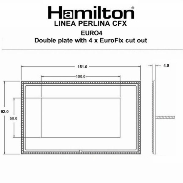 Hamilton LPXEURO4HB-HB Linea-Perlina CFX Connaught Bronze Frame/Connaught Bronze Plate 4 Module EuroFix 100x50mm Aperture Plate with Grid