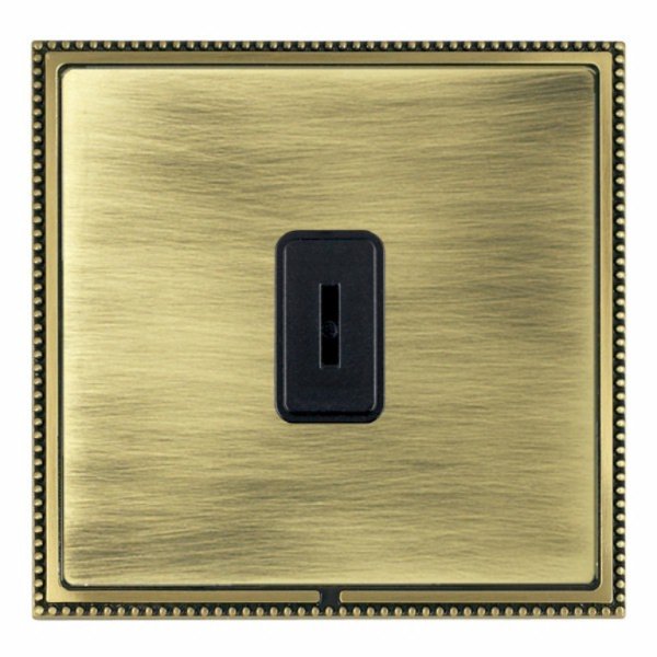 Hamilton LPXK21AB-ABB Linea-Perlina CFX Antique Brass Frame/Antique Brass Plate 20AX 2 Way Key Switch with Black Insert and Black Surround