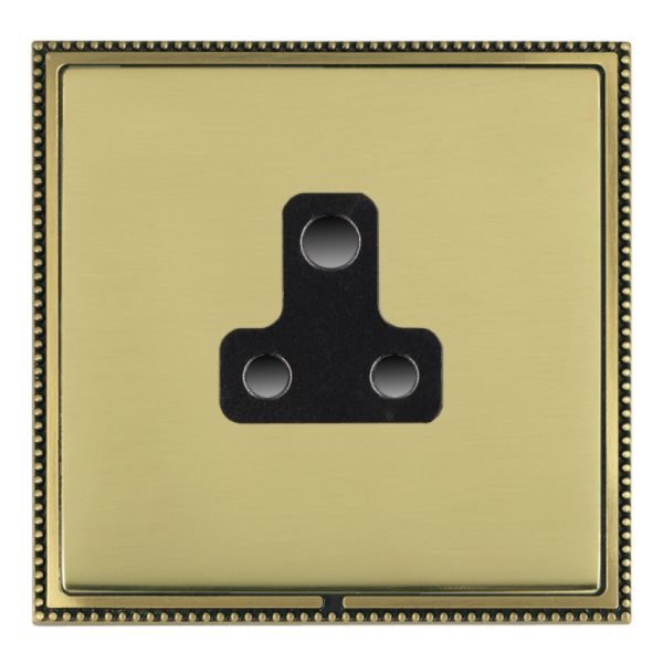 Hamilton LPXUS5AB-PBB Linea-Perlina CFX Antique Brass Frame/Polished Brass Plate 1 Gang 5A Unswitched Socket with Black Insert