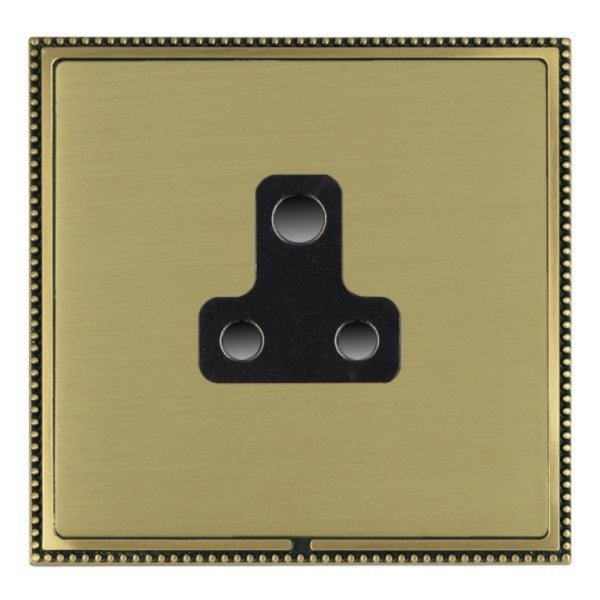 Hamilton LPXUS5AB-SBB Linea-Perlina CFX Antique Brass Frame/Satin Brass Plate 1 Gang 5A Unswitched Socket with Black Insert