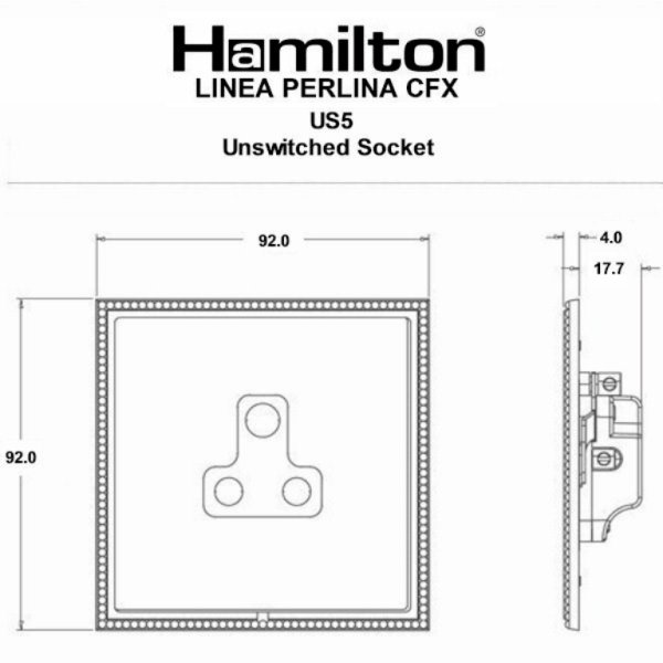 Hamilton LPXUS5HB-HBB Linea-Perlina CFX Connaught Bronze Frame/Connaught Bronze Plate 1 Gang 5A Unswitched Socket with Black Insert